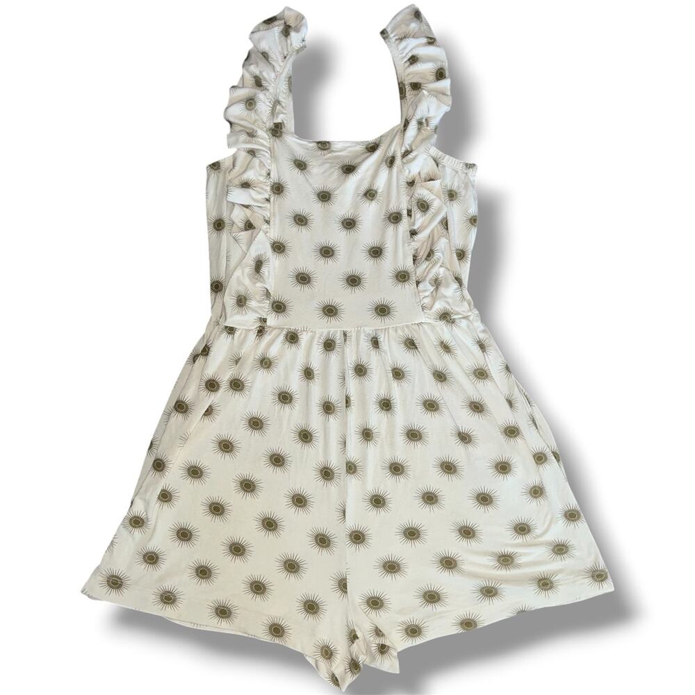 Kate Quinn Bamboo Sun Print Ruffle Romper Shortall Size L